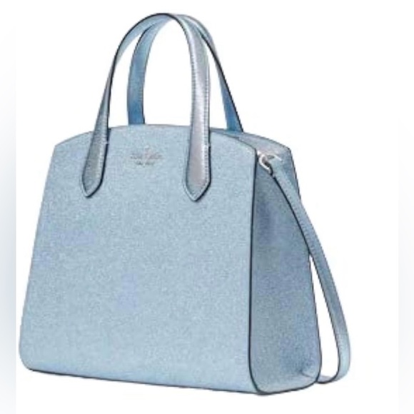 NWT Discontinued RARE Kate Spade Glitter Tinsel Satchel in Sky Blue - Picture 2 of 6